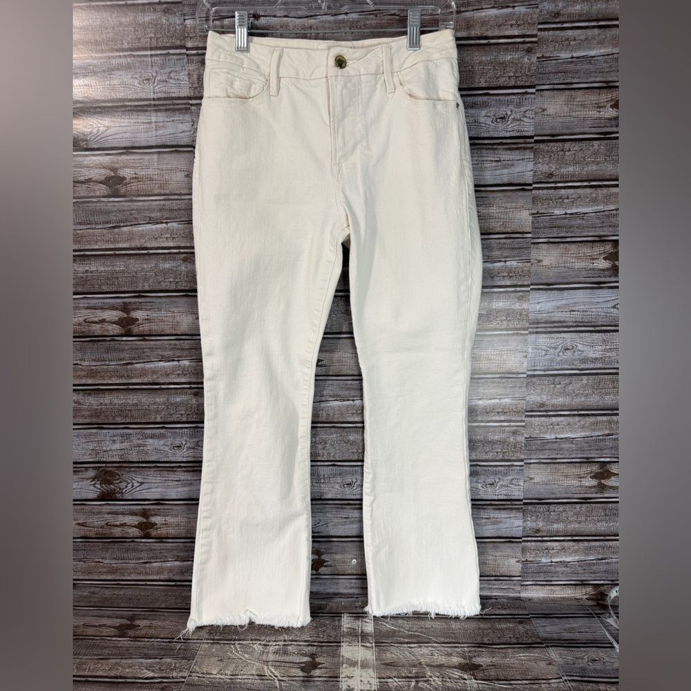 Frame Denim Off-White Raw-Hem Cropped Jeans